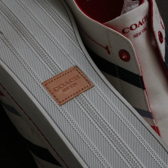 Coach Kids' Slip-On Canvas Sneakers in Red and White - Picture 9 of 9